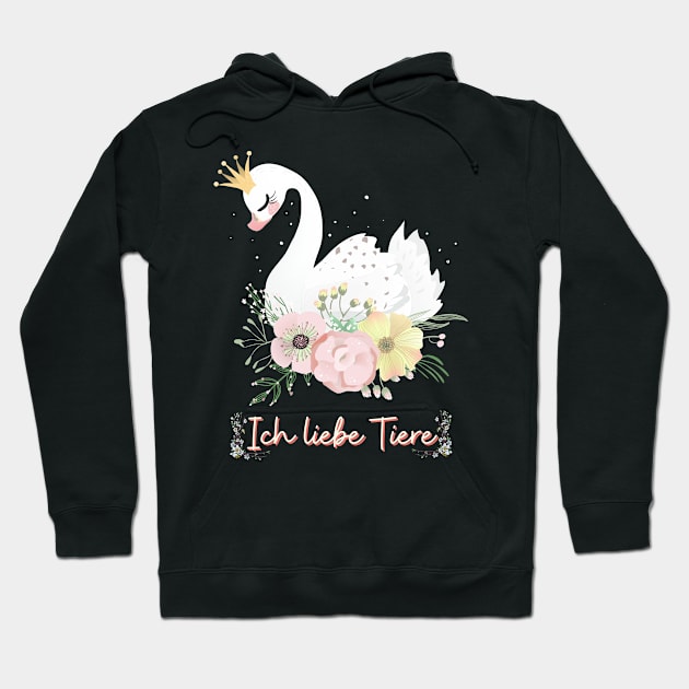 Schwan Liebe Tiere Prinzessin Blumen Süß Hoodie by Maggini Art